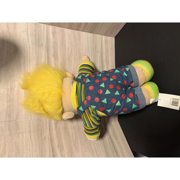 Vintage Jumbo Troll Plush Boy With Overalls Blue Eyes Yellow Hair JSI Brand NEW - Picture 5 of 9